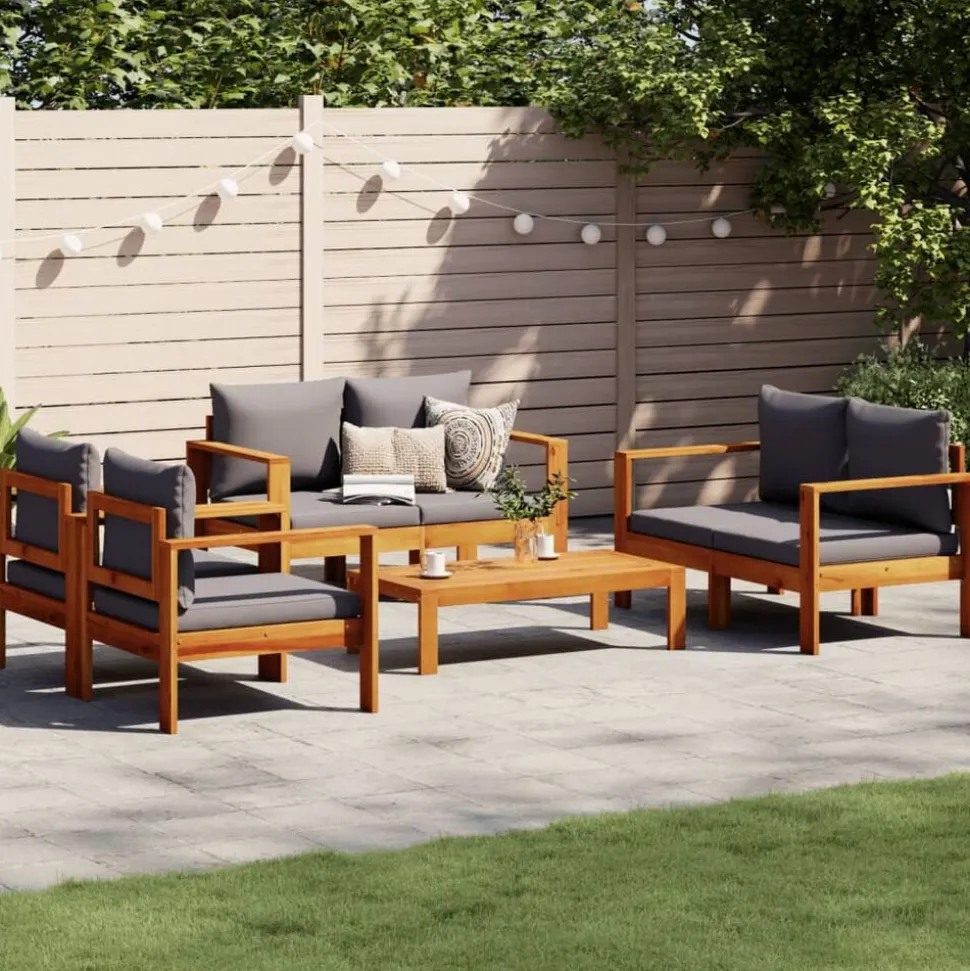 vidaXL Salon de jardin avec coussins 5 pcs Bois d'acacia solide