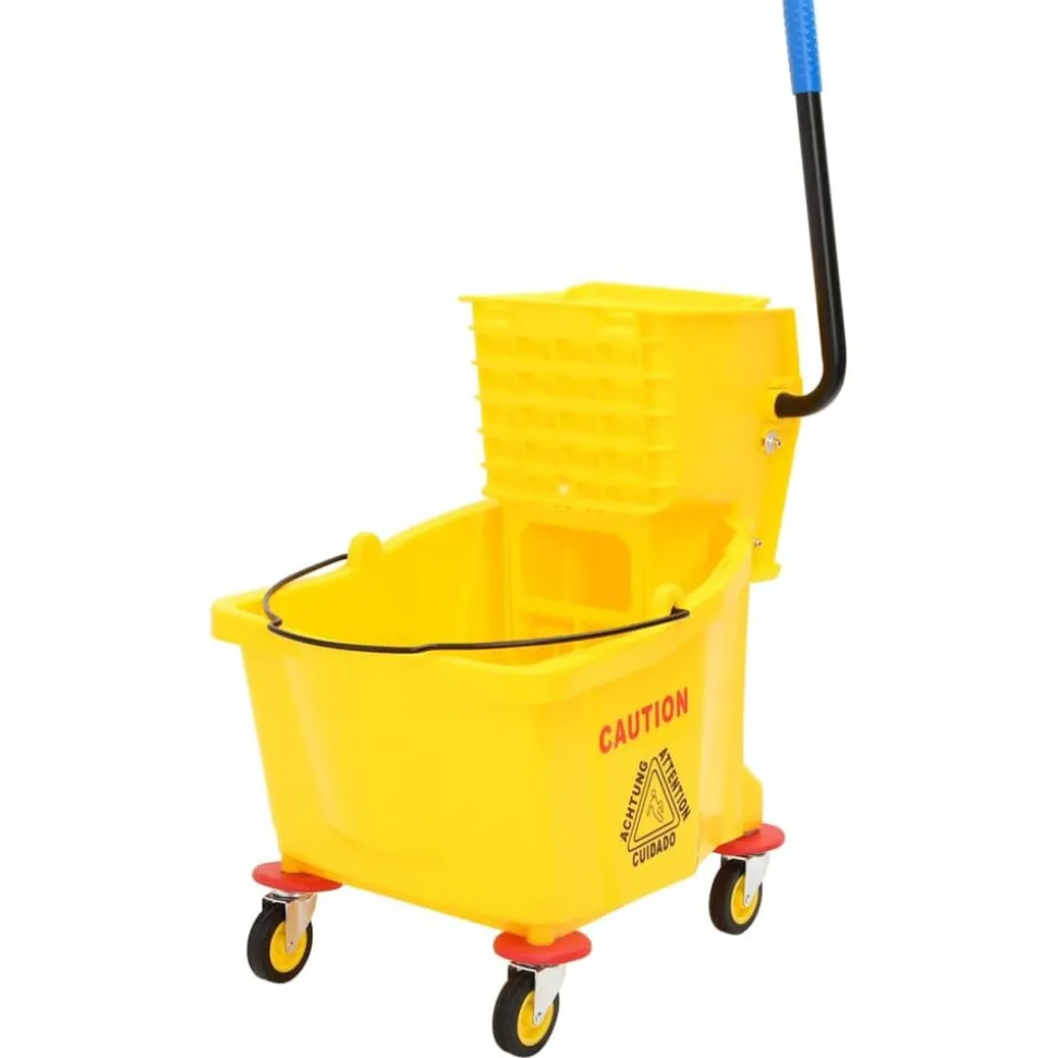 vidaXL Seau à serpillière avec essoreuse et roues jaune 36 L PP