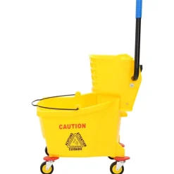vidaXL Seau à serpillière avec essoreuse et roues jaune 36 L PP