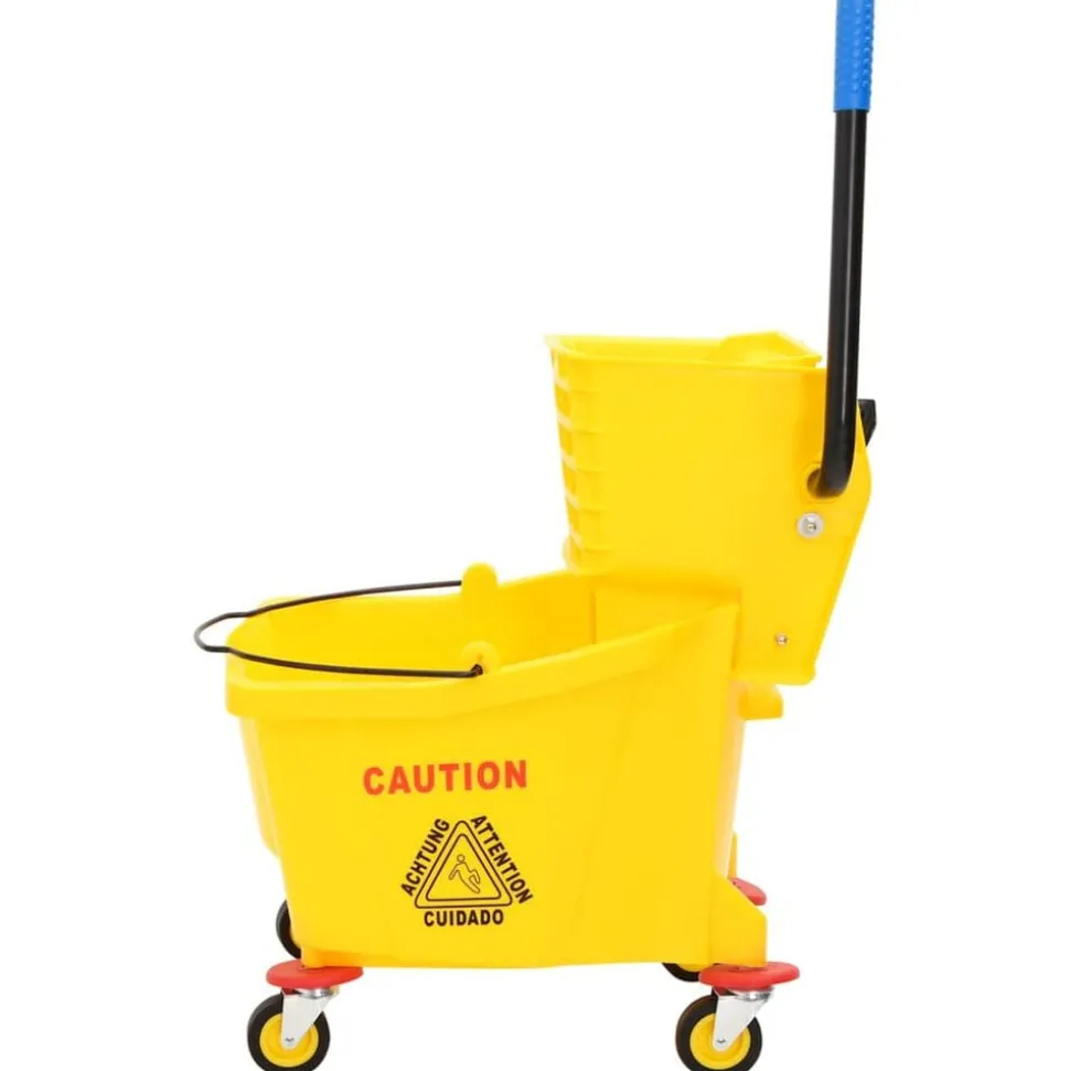 vidaXL Seau à serpillière avec essoreuse et roues jaune 36 L PP