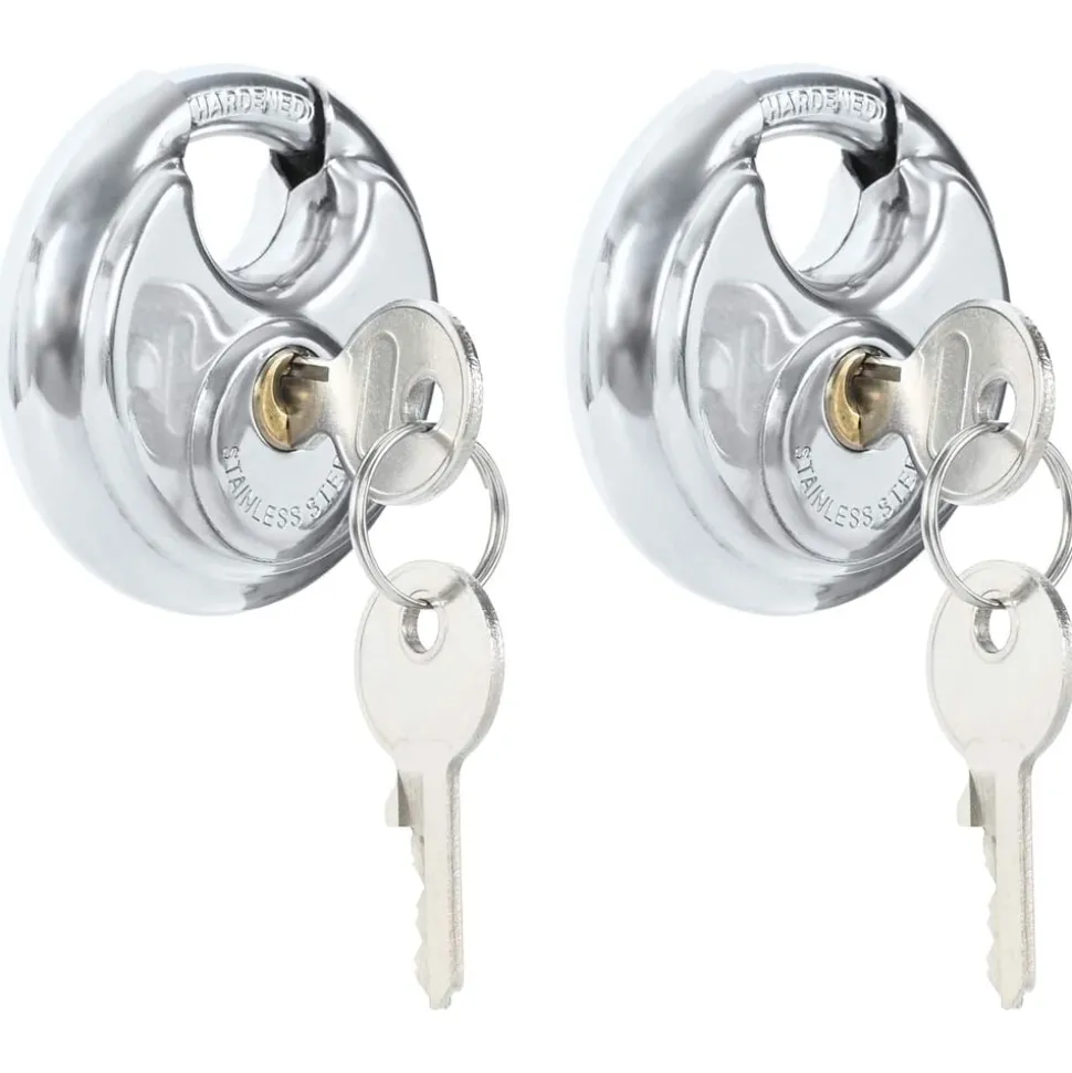 vidaXL Serrures Discus avec Clés 2 pcs Argenté 6 x 2.3 x 6 cm