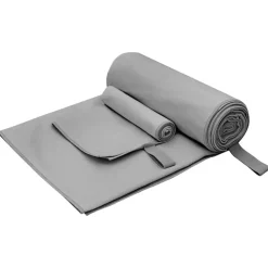 vidaXL Set de serviettes de sport 2 pcs Gris foncé tissu