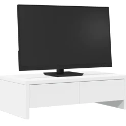 vidaXL Support de moniteur avec tiroirs blanc bois d'ingénierie