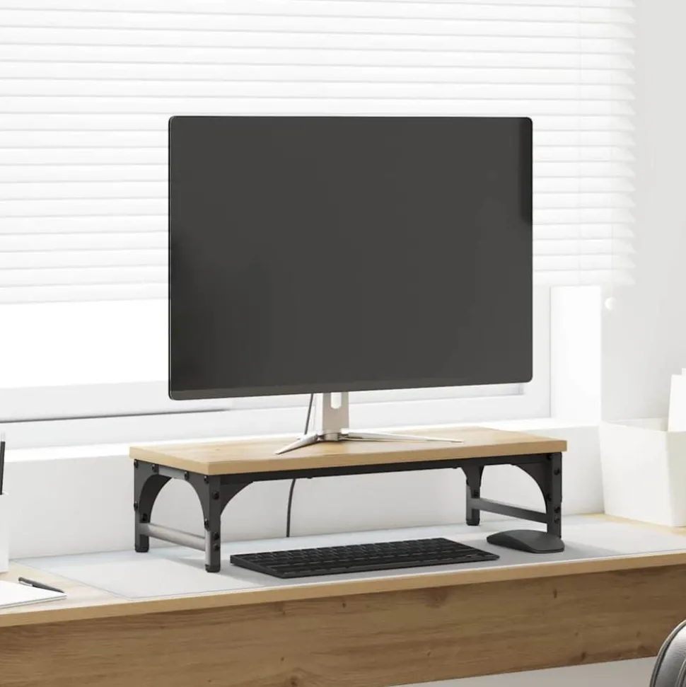 vidaXL Support de moniteur Chêne artisanal 55 x 23 x 14 cm