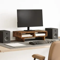 vidaXL Support de moniteur chêne fumé 50x27x15 cm bois d'ingénierie