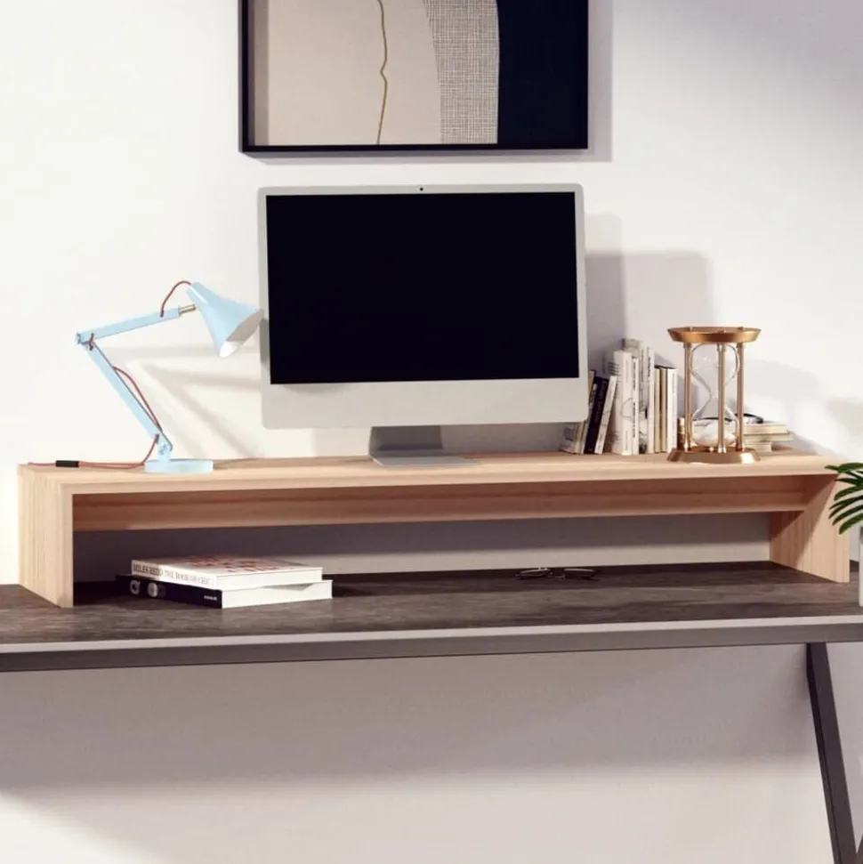 vidaXL Support de moniteur 100x27x15 cm Bois de pin solide
