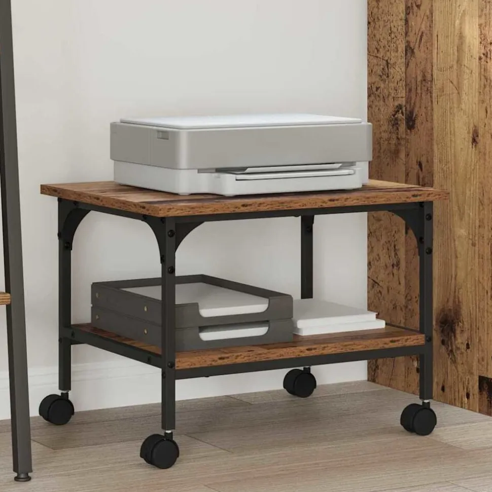 vidaXL Support d'imprimante Bois Ancien 50 x 40 x 38 cm