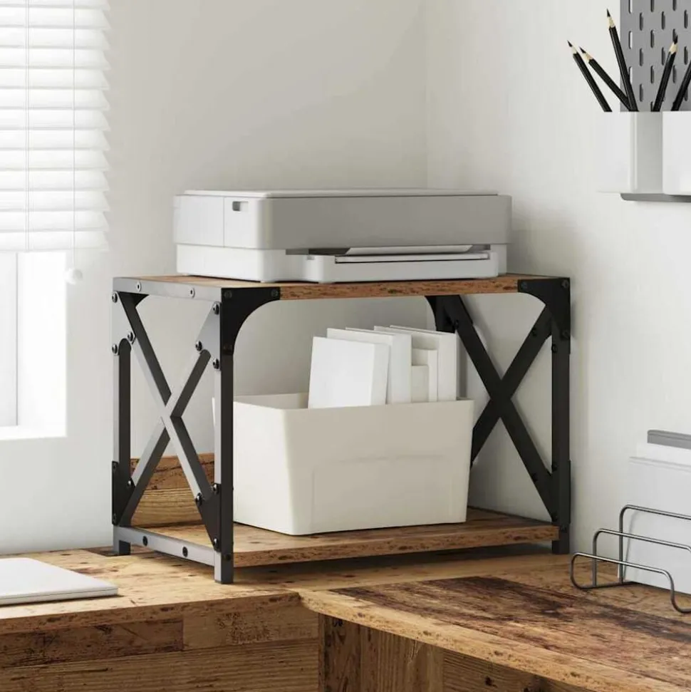 vidaXL Support d'imprimante Bois Ancien 44 x 26 x 31.5 cm