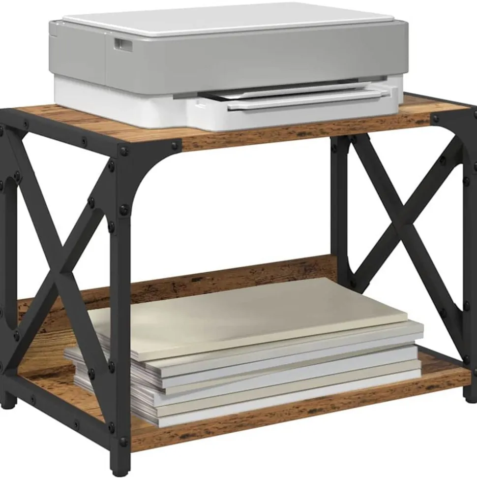 vidaXL Support d'imprimante Bois Ancien 44 x 26 x 31.5 cm