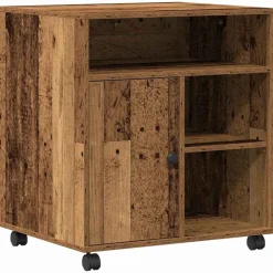vidaXL Support d'imprimante avec stockage Bois ancien 60 x 50 x 67 cm