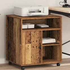 vidaXL Support d'imprimante avec stockage Bois ancien 60 x 50 x 67 cm