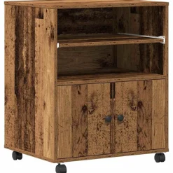 vidaXL Support d'imprimante avec stockage Bois ancien 60 x 48 x 74 cm