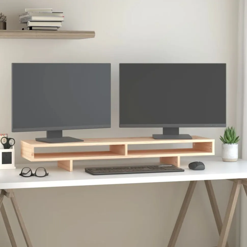 vidaXL Support pour moniteur 100x27x14 cm Bois de pin solide