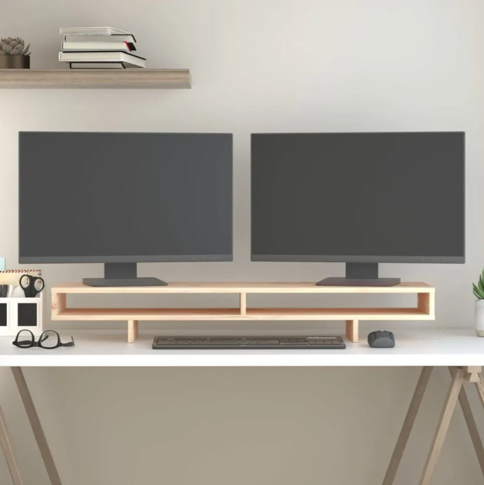 vidaXL Support pour moniteur 100x27x14 cm Bois de pin solide