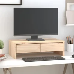 vidaXL Support pour moniteur 50x27x15 cm Bois de pin solide