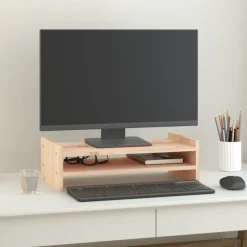 vidaXL Support pour moniteur 50x27x15 cm Bois de pin solide