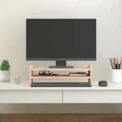 vidaXL Support pour moniteur 50x27x15 cm Bois de pin solide