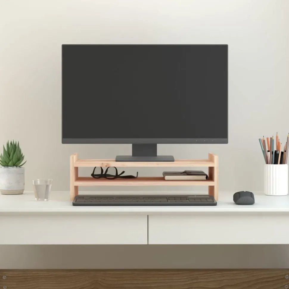 vidaXL Support pour moniteur 50x27x15 cm Bois de pin solide