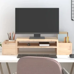 vidaXL Support pour moniteur 70x27,5x15 cm Bois de pin solide