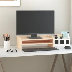 vidaXL Support pour moniteur 50x24x16 cm Bois de pin solide