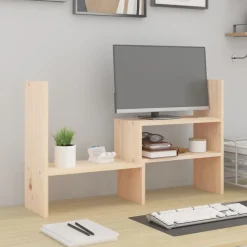 vidaXL Support pour moniteur (39-72)x17x43 cm Bois de pin solide