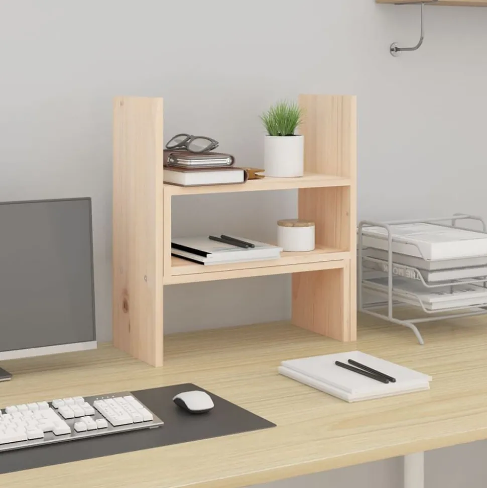 vidaXL Support pour moniteur (39-72)x17x43 cm Bois de pin solide