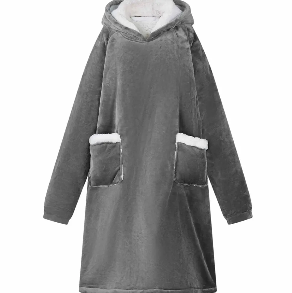 vidaXL Sweat à capuche couverture Gris foncé M Polaire et flanelle