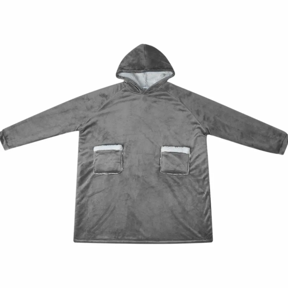 vidaXL Sweat à capuche couverture Gris foncé M Polaire et flanelle