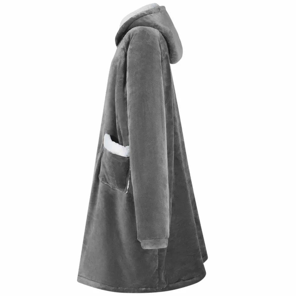 vidaXL Sweat à capuche couverture Gris foncé M Polaire et flanelle