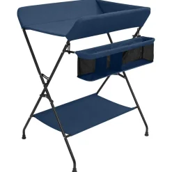 vidaXL Table à langer Bleu marine Fer