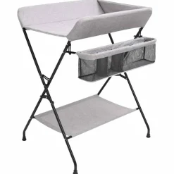 vidaXL Table à langer Gris clair Fer