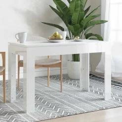 vidaXL Table à manger Blanc brillant 120x60x76 cm Bois d'ingénierie