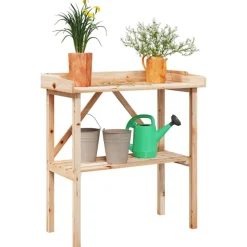 vidaXL Table à plantes avec étagère 78x38x82,5 cm bois de sapin solide