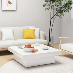 vidaXL Table basse blanc brillant 90x90x28 cm bois d'ingénierie