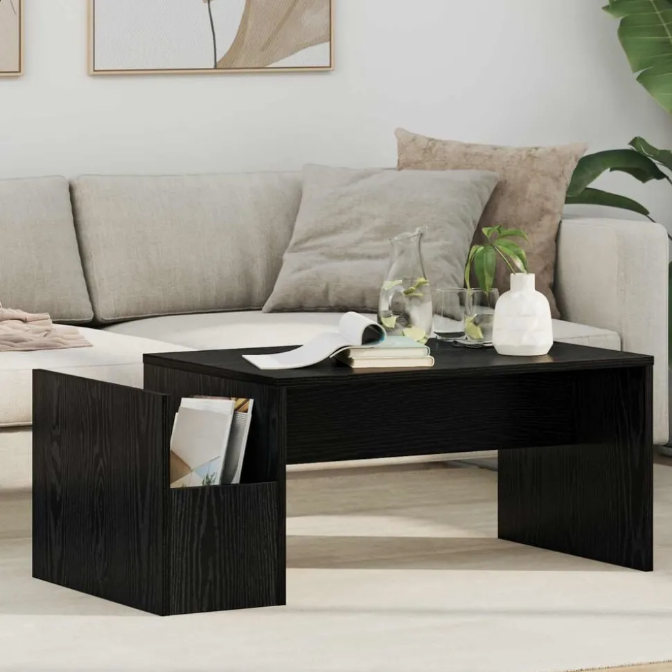 vidaXL Table basse Chêne noir 90 x 45 x 35 cm Bois d'ingénierie