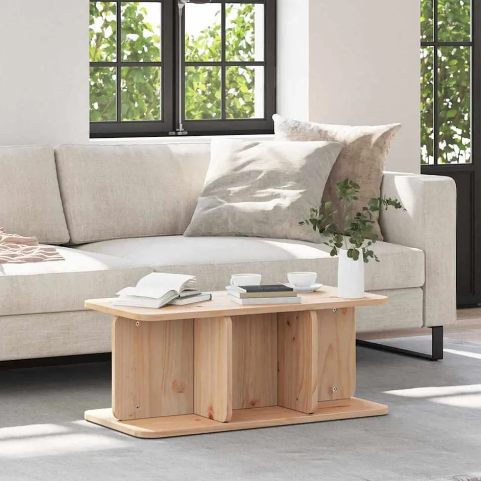 vidaXL Table basse Naturel 80 x 39,5 x 33,5 cm Bois massif en pin