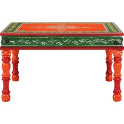 vidaXL Table basse orange bois de manguier massif peint à la main