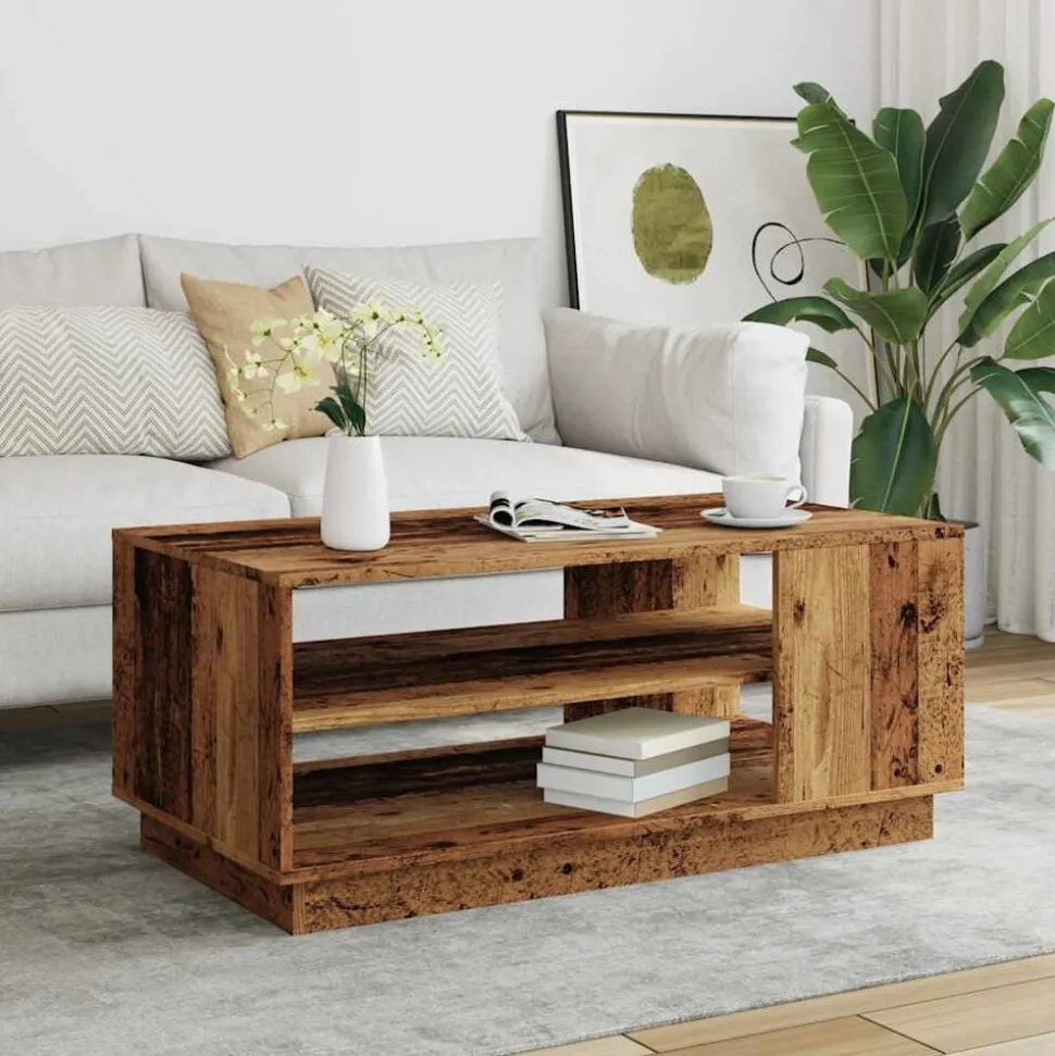 vidaXL Table basse vieux bois 102x55x43 cm bois d'ingénierie