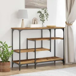 vidaXL Table Console avec étagère Bois ancien 100 x 35 x 75 cm