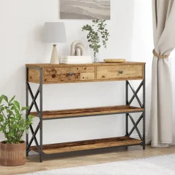 vidaXL Table Console avec tiroir Bois ancien 100 x 28 x 75 cm