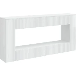 vidaXL Table console Blanc Brillant 155 x 29 x 74 cm Bois d’ingénierie