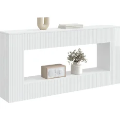 vidaXL Table console Blanc Brillant 155 x 29 x 74 cm Bois d’ingénierie