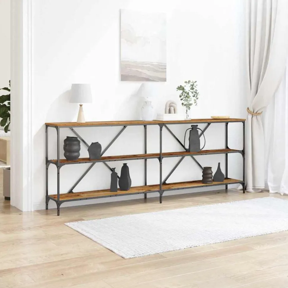 vidaXL Table console Bois ancien 200 x 30 x 75 cm Bois d'ingénierie
