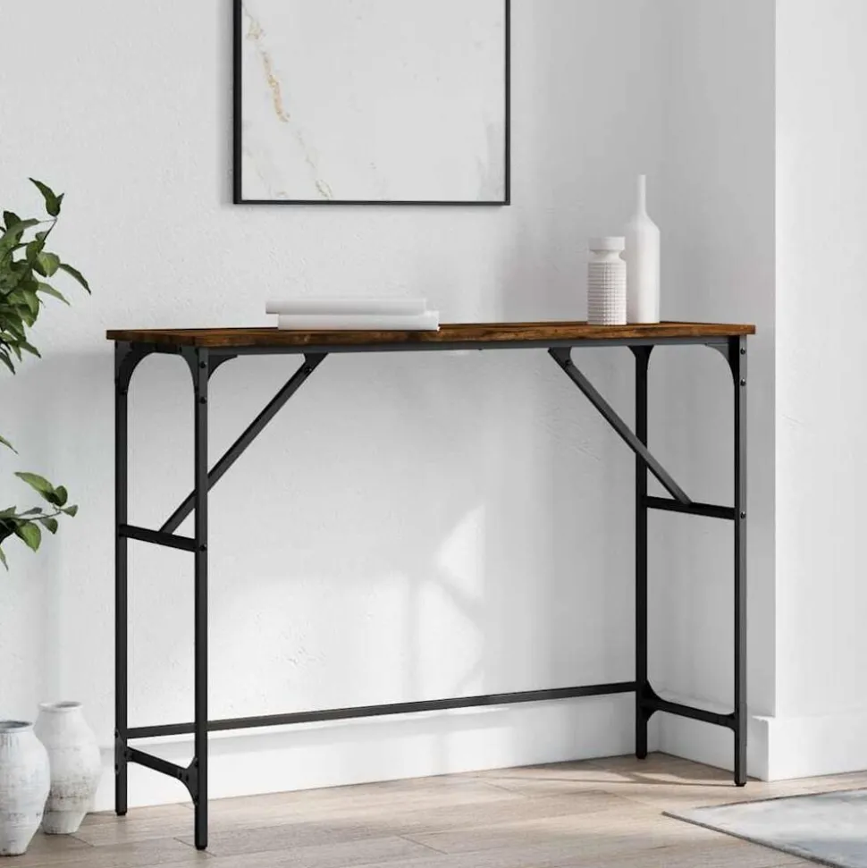 vidaXL Table console chêne fumé 100x32x75 cm bois d'ingénierie