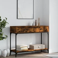vidaXL Table console chêne fumé 100x34,5x75 cm bois d'ingénierie