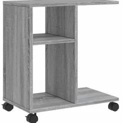 vidaXL Table d'appoint avec roues sonoma gris bois d'ingénierie