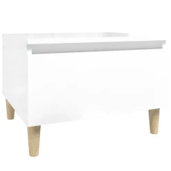 vidaXL Table d'appoint Blanc brillant 50x46x35 cm Bois d'ingénierie