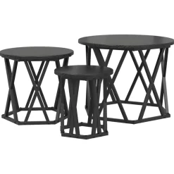 vidaXL Table d'appoint empilable 3 pcs Chêne noir