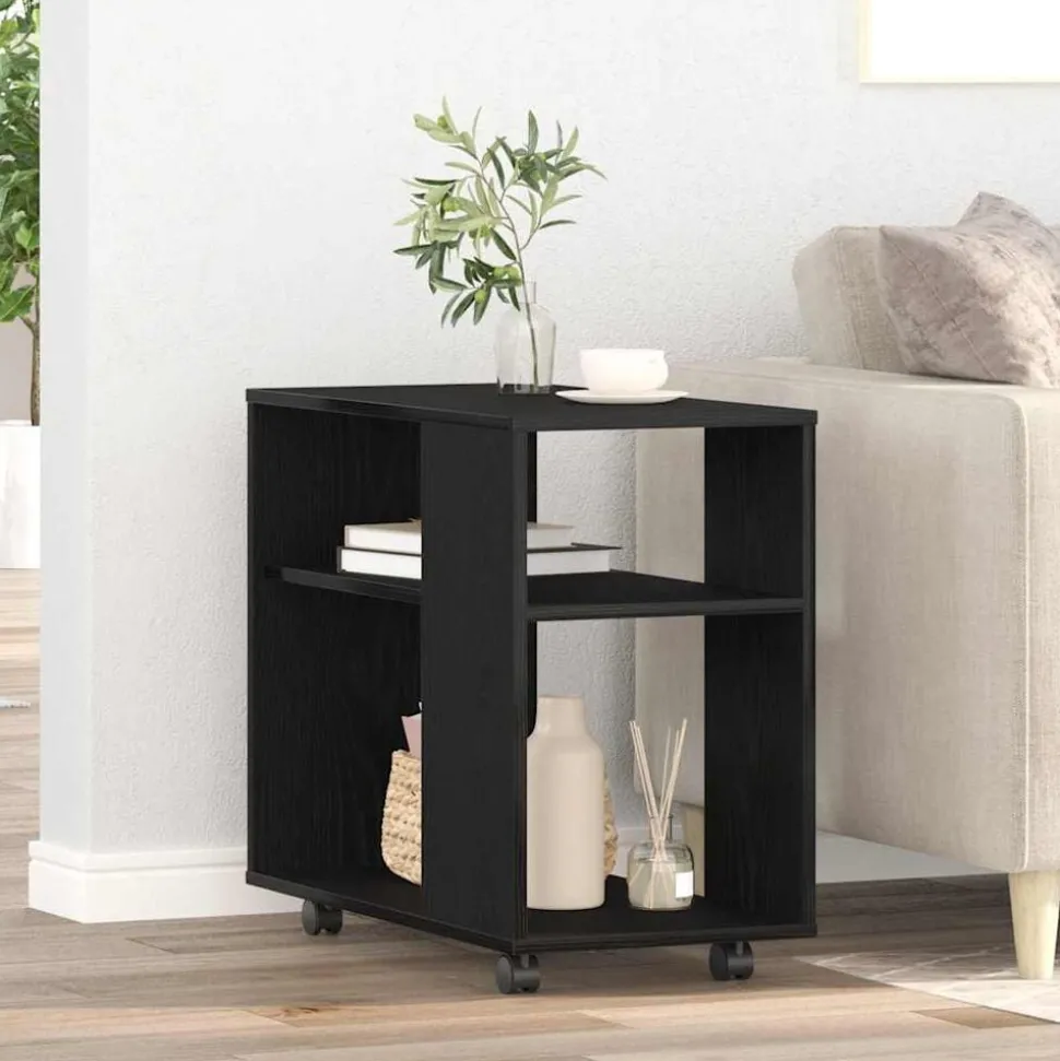 vidaXL Table d'appoint en chêne noir 70 x 35 x 60 cm Bois d'ingénierie