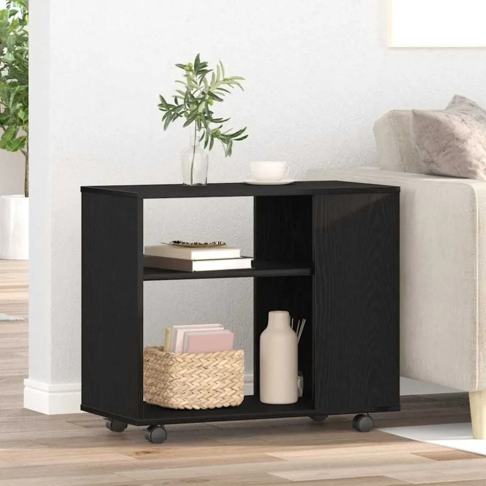 vidaXL Table d'appoint en chêne noir 70 x 35 x 60 cm Bois d'ingénierie